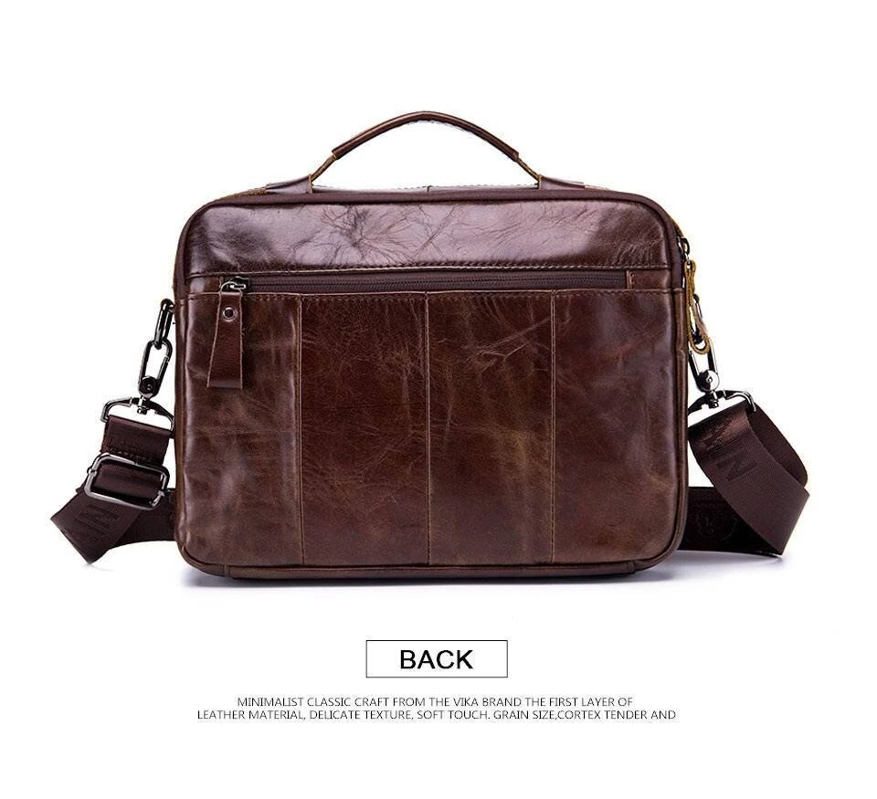 (image for) BULLCAPTAIN Genuine Leather Mens Shoulder Bag Business Crossbody Bag Male Briefcase Messenger Bag Men's Casual Handbags Vintage Flap Clutch Purse Tote
